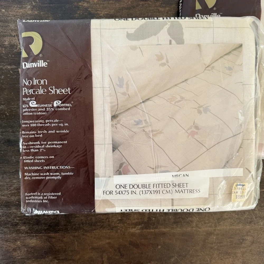 Danville Double Fitted Sheet New Sealed‎ Vintage No Iron Floral Plaid